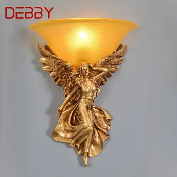 דבי מודרני מלאך זהב קיר אורות LED יצירתי משובח שרף מנורות קיר מנורה הביתה הסלון לחדר השינה ליד המיטה עיצוב