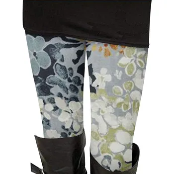 דפוס פרחים הדפסה חותלות של נשים גבוהה המותניים אלסטי דק אימון מכנסיים יוגה כושר ריצה ספורט מכנסיים הרם Leggins