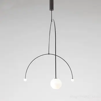 הפוסט-מודרנית הברק אורות תליון מעצב קווים גיאומטריים אורות נורדי שינה לופט מינימליסטי תאורה למטבח אורות תלויים