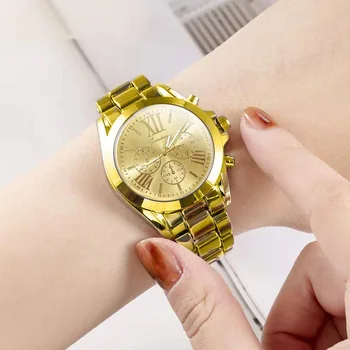 ז ' נבה שעון נשים זהב שעוני יוקרה אופנה מתכת קוורץ שעוני יד נשים מזדמנים נשים שעונים רלו Relogio Feminino