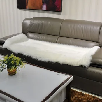 זמן Faux פרווה עור מלאכותי מלבן פלאפי כיסא מושב הספה כיסוי שטיח שטיח שטיח חיים השינה קישוט הבית הלבן.