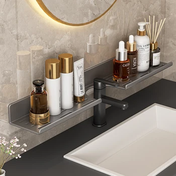 חדר האמבטיה שולחן במראה הקדמית אחסון מתלה קיר רכוב אגרוף חינם שירותים לשטוף הבין-פלטפורמה אגן הכיור אחסון מדף