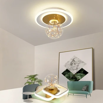 חדש מנורת תקרה Led זכוכית כדור זהב מסדרון מעבר תאורה מודרנית הכניסה נורדי יצירתי אישיות כוכבים עיצוב הבית אור
