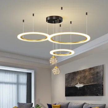 חדש תליון אור Lusters עבור בסלון נברשת מודרנית יצירתית מעגל הטבעת השינה מנורות מסעדה התקרה Luminaire