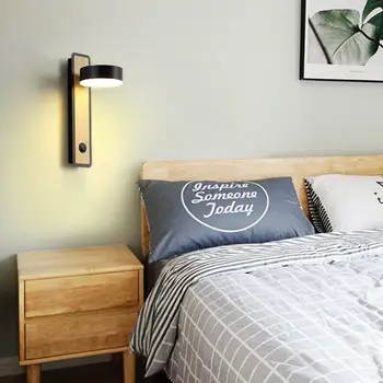 חוטי חינם חיווט השינה ליד המיטה מנורה מודרנית מינימליסטי קריאה קלה עם מתג ללמוד נטענת מנורת קיר