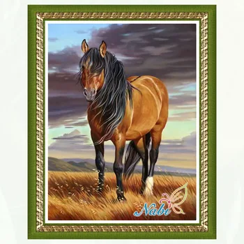 חיות סוס מודפס dmc חריזה 006BB - כיכר יהלום פסיפס ציור היהלום רקמה לחצות סטיץ