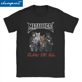 חתול מצחיק Metallicat טי-שירט גברים, נשים, הצבת אותם על כל מצחיק כותנה חולצת טריקו צוואר צוות שרוול קצר חולצות 5XL 4XL 6XL מקסימום