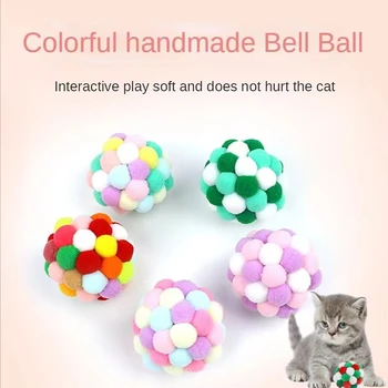 חתול צעצוע כדורים עם פעמון,צבעוני רך פאזי הביצים מובנה פעמון לחתול,משחק אינטראקטיבי צעצוע לעיסה לחתולים מקורים & חתלתול