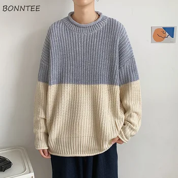 טלאים עיצוב סוודרים גברים אופנה תלמידים כל-התאמה O-צוואר יום-יומיות פשוטות הלבשה עליונה חדשה סגנון קוריאני Pullovers סרוגים ' מפר