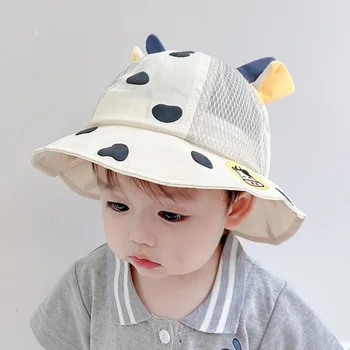 ילדים אגן כובע האביב והקיץ פרה הבחין דק לנשימה רשת כובע השמש עבור בנים ובנות היילוד אביזרים