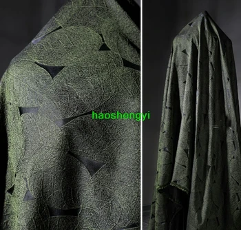 ירוק גדול עלים ליניארי אקארד בד, הדרגתית שחזור מרקם יצירתי מעיל הלבשה בד