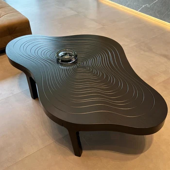 לא סדיר שולחן קפה עץ מודרני מגש ייחודי מרכז שחור תה קפה שולחן הסלון מסה דה Centro De סאלה נורדי רהיטים