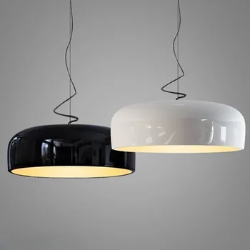 מודרני אורות תליון שחור מבריק עגול תליית מנורה המטבח גופי תאורה לסלון בר עיצוב הבית Suspendu Luminaire