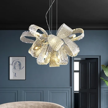 מודרני בסלון נברשת תאורה עיצוב יצירתי חדר האוכל תלוי גוף תאורה יוקרה לעיצוב הבית led מנורות זכוכית