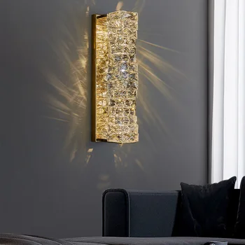 מודרני זהב כרום יוקרה קריסטל קיר אור Led מנורות קיר מנורות סלון, חדר שינה טלוויזיה רקע אורות מקורה הביתה גופי