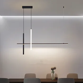 מודרני מינימליסטי Led נברשת Dimmable שחור על שולחן חדר האוכל מטבח בר תליון מנורה, תאורת ההשעיה עיצוב הברק