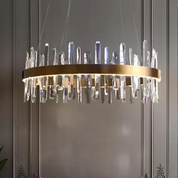 מודרני נברשת קריסטל LED יוקרה סלון עגול מנורה דקורטיבית שינה רומנטי פשוט תאורה