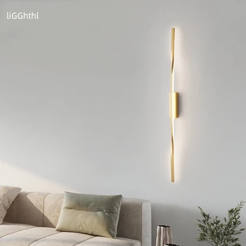 מודרני פליז פמוט קיר מנורת LED 3 צבעים יצירתי פשטות זהב הפנים המיטה אור הביתה הסלון