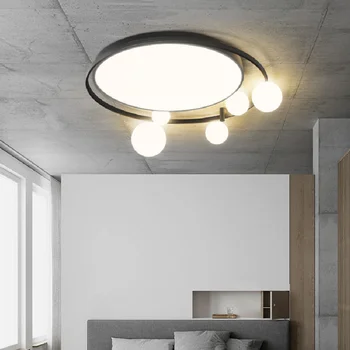 מודרני פשוט אור תקרת LED עבור האוכל, סלון מטבח, חדר שינה דקו לוח המנורה יצירתי כדור זכוכית עגול שחור גופי