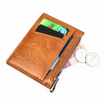 מזדמן יצירתי דק רוכסן בעל כרטיס האשראי רטרו עור של גברים מיני קצר הארנק קטן, ארנק מטבעות