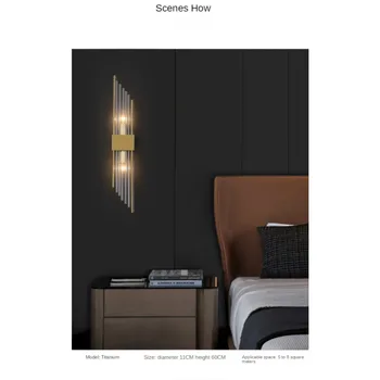 מנורות קיר אור יוקרה פוסט-מודרני קריסטל קיר נחושת השינה ליד המיטה בסלון רקע מסדרון נברשת תליון עיצוב