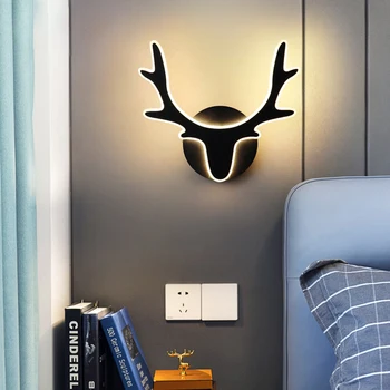 מנורת LED יצירתי צורה Ultra-בהיר מנורת קיר שאינם בולטים דקורטיביים המיטה בקיר-תליית צבי מנורה עיצוב הבית.