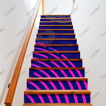 מעגל מדרגות קומה מדבקות עמיד למים נשלף עצמי דבק Diy מדרגות מדבקות ציורי קיר לעיצוב הבית 13pcs/סט