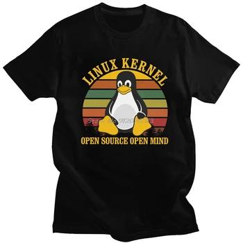 מצחיק רטרו לינוקס חולצת גברים שרוול קצר מכותנה פינגווין מתכנת חולצה תכנות חולצת טי קידוד המתכנת טי בגדים מתנה