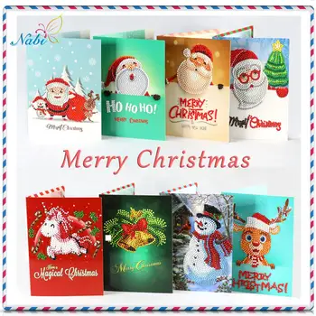 נבי יהלום ציור קריקטורה מיני סנטה קלאוס, חג שמח נייר ברכה גלויות מלאכת DIY ילדים הפסטיבל מברך את הקלפים