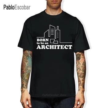 נולד להיות אדריכל מודפס חולצת גברים כותנה חולצת סגנון חדש אדריכל חולצה Mens מצחיק אישית חולצת טי מכותנה