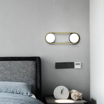 נורדי LED מנורת קיר זהב/שחור קיר זכוכית גופי תאורה ליד המיטה מנורת בית יוקרה בסלון קישוט יהירות אור תאורה