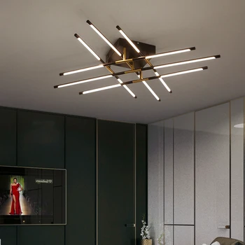 נורדי LED נברשת עבור סלון מטבח מודרני עיצוב התקרה תלויות מנורות מסגרת שחורה השינה מקורה ניתן לעמעום תאורה