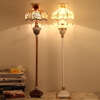 נורדי רטרו שרף מנורת רצפה מודרנית הובילה E27 עומד מנורות סלון פינתי בחדר השינה ליד המיטה בקומה לעמוד באור אור
