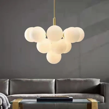 נורדי תליון זכוכית המנורה חלב הכדור הלבן תלוי אור תקרת הסלון מסעדה חדר השינה המטבח Luminaire Lustres