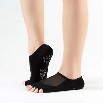 נשים ספורט שחור חאקי יוגה גרביים חמים כושר, פילאטיס גרבי כותנה אימון אנטי להחליק מלאה/חצי הבוהן גרביים לנשימה