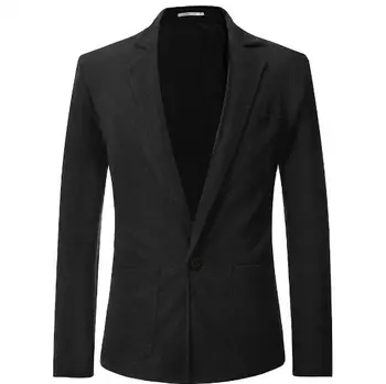 סגנון חדש חליפה של גבר מוצק צבע Slim Fit כפתור אחד כותנה החליפה מעיל ז ' קט ABB28