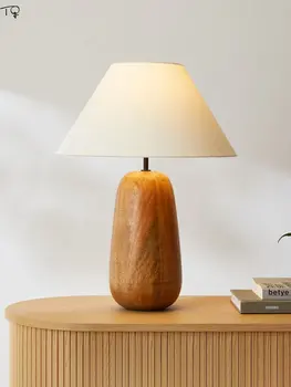 עיצוב יפני מינימליסטי פשוט מעץ מלא מנורת שולחן לחדר השינה ליד המיטה זן דקורטיבי לשולחן האורות נשארים בבית תה בית הלימוד בר