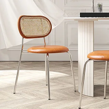 עץ ראטן כסאות אוכל המבטא פטיו מודרנית מעצבים סקנדינבים הכיסא חיצונית אירועים מתכת Silla Comedor ריהוט הבית GS50DC
