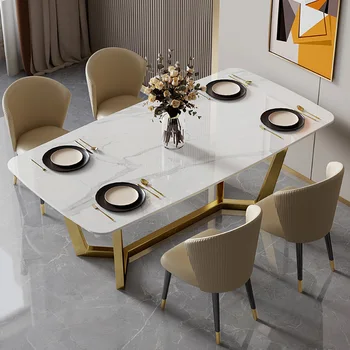 פאר מודרני רוק צלחת האוכל שולחן כיסא שילוב איטלקי בסגנון מינימליסטי משק הבית דירה קטנה מלבנית brigh