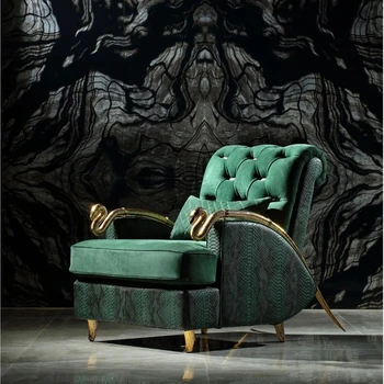 פנאי כיסא איטלקי אור בזבזני יחיד, ספה מודרנית פשוטה וילה מודל הבית כורסת עור נחש