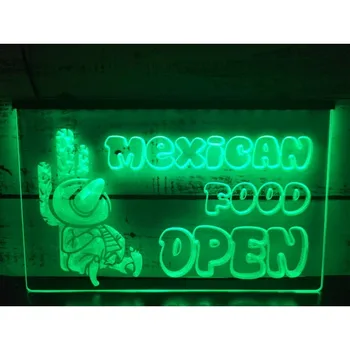 פתח קקטוס מקסיקני מזון, בר קפה חדש LED אורות סימן-I101