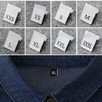 צפיפות גבוהה לבן ארוג שחור XS-7XL גודל תוויות 100Pcs הרבה בגדים דמשק מרכז/אמצע תיקייה אביזרי הטקסטיל קטגוריה
