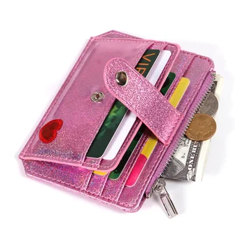 קוריאני לייזר PU בעל כרטיס הלב רקמה של נשים אבזם רוכסן ארנק מטבעות מיני ארנק חמוד בעל כרטיס ארנק נשים