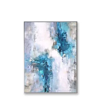קישוט הבית חתיכות בד לוח abstarct כחול תמונה עבודת יד ציור שמן אמנות הקיר פוסטר עבור הסלון, חדר השינה ממוסגרים