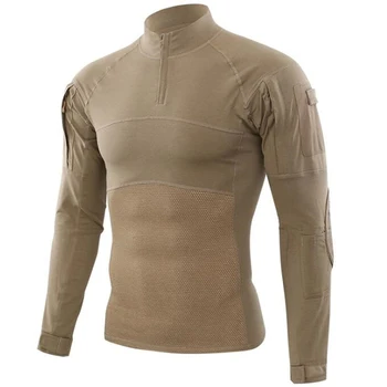 קרב צבאי חולצות 1/4-Zip חולצה שרוול ארוך טקטי ציד חולצות טיולים חיצוני צבא חולצות מזדמנים קט מקסימום 5XL