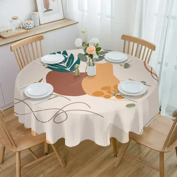 רטרו אמנות ימי הביניים צמח עמיד למים מפת שולחן תה קישוט שולחן עגול כיסוי עבור המטבח מסיבת חתונה בבית חדר האוכל