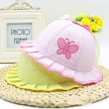תינוק כובע ילדה קסם הפיכה פרפר דלי קאפ במשך 3 עד 12 חודשים בקיץ Bowknot פרח תינוקות ילדים בנות פעוטות שמש כובעים