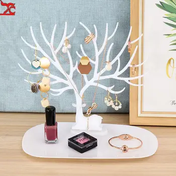 תכשיטים משפחה Rack תצוגת מגש עץ אחסון מתלה עגילים, שרשרת, טבעת לתיבת התכשיטים במקרה השולחן הממיין קישוט הבית