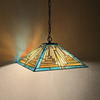תליון טיפאני אורות גופי זכוכית צבעונית תליית מנורה גדולה בסגנון עתיק תליון תאורה עבור מטבח האי.